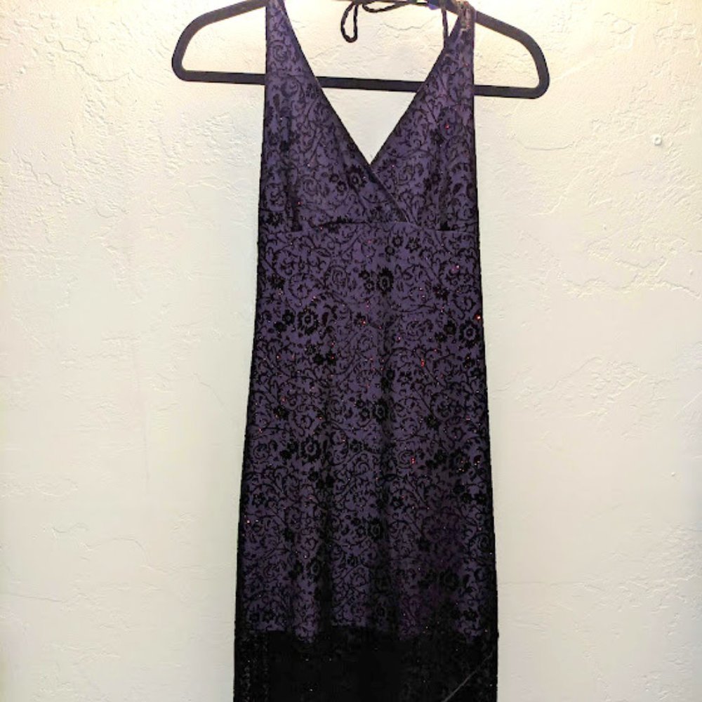 Byer Too Black/Purple Hi-lo Evening Dress Red Sparkle Velvet  - Look Close!